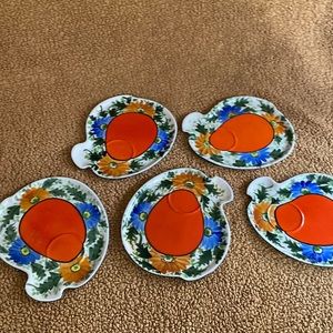 5 Vintage Gold Castle Japan Hand Painted Snack Tray
